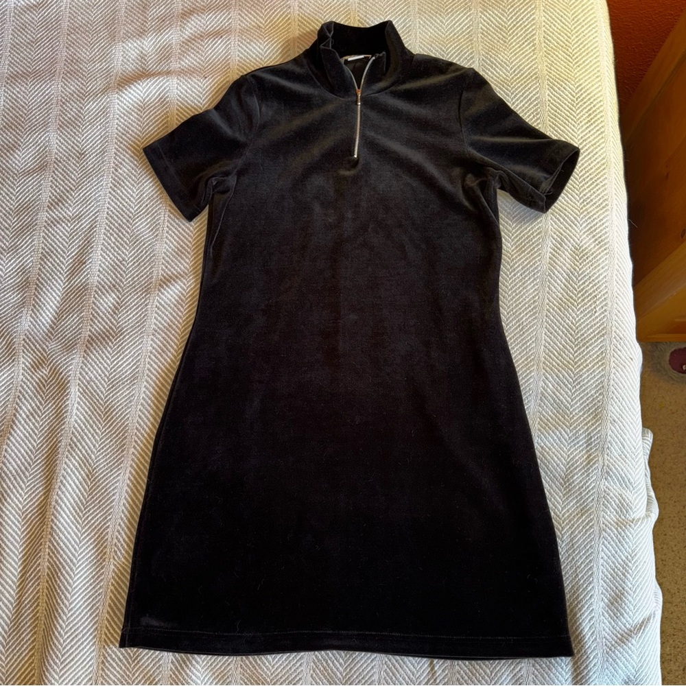 Vintage Energie Y2K '90s Velour Short Sleeve Mini Dress, Black, Size M - Picture 3 of 8